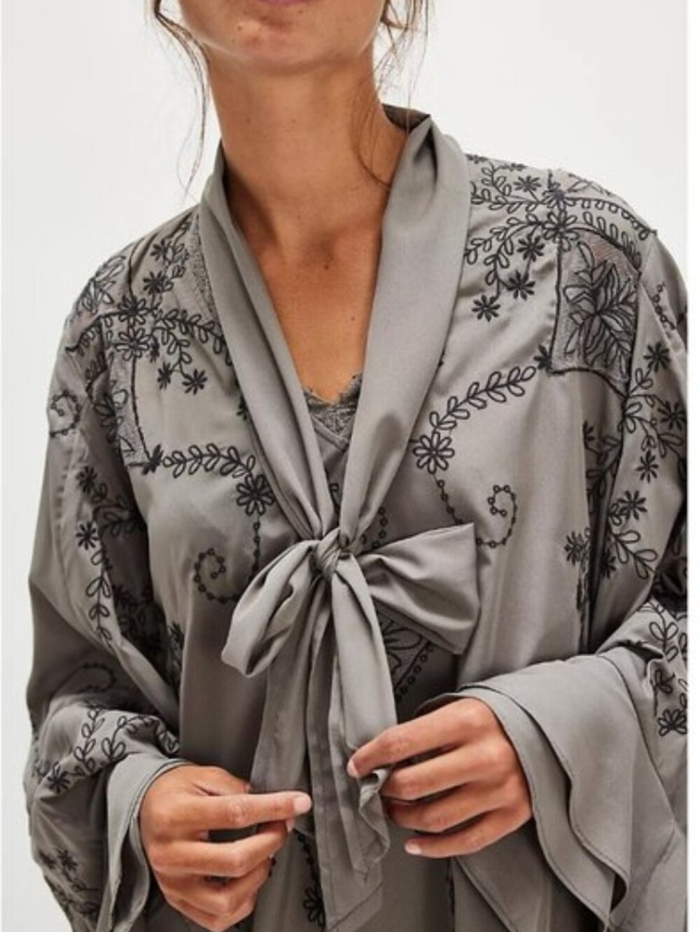 FREE PEOPLE Bali September Sun Mini Dress/Tunic Charcoal Grey Medium NWT$298 - Picture 9 of 12